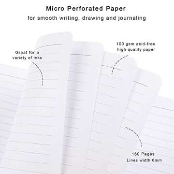 Huamxe Lined Journal Notebook, Marble Hardcover, Medium 5.7 x 8.4 in, 160 Pages Thick Paper, Cute Aesthetic A5 College Ruled Notebook for Journaling Writing Work Office School Men Women, Pink Ink