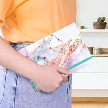 Huamxe Lined Journal Notebook, Marble Hardcover, Medium 5.7 x 8.4 in, 160 Pages Thick Paper, Cute Aesthetic A5 College Ruled Notebook for Journaling Writing Work Office School Men Women, Pink Ink
