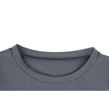 MISSACTIVER Women Workout Crewneck Long Sleeve Yoga Basic T-Shirt Casual Athletic Stretch Slim Fit Solid Tee Shirt Tops Grey