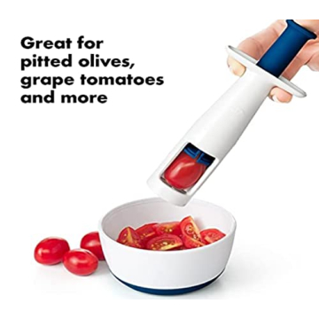 OXO Tot Grape Cutter Navy Safe Quick Fruit Quartering Tool