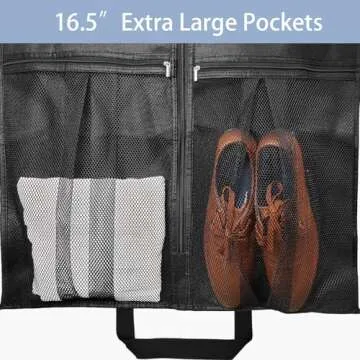 STEPONE 6.5" Gusseted Heavy Duty Garment Bags for Travel 43" Suit Bags for Closet Storage Hanging Clothes Bag with Pockets Mens Suit Holder for Shirts, Coats, Dresses, 2 Pack