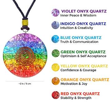 Orgonite Crystals Seven Chakra Rainbow Orgone Pendant - Orgone Chakra Healing Stones Necklace for Yo...