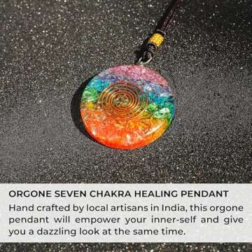 Orgonite Crystals Seven Chakra Rainbow Orgone Pendant - Orgone Chakra Healing Stones Necklace for Yoga, Meditation, Reiki Gifts, Office & Home Decor