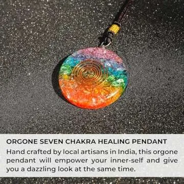 Orgonite Crystals Seven Chakra Rainbow Orgone Pendant - Orgone Chakra Healing Stones Necklace for Yoga, Meditation, Reiki Gifts, Office & Home Decor