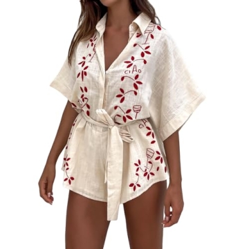 NUFIWI Women's Boho Floral Romper - Stylish Summer Jumpsuit