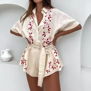 NUFIWI Women Boho Floral Romper Summer Jumpsuit