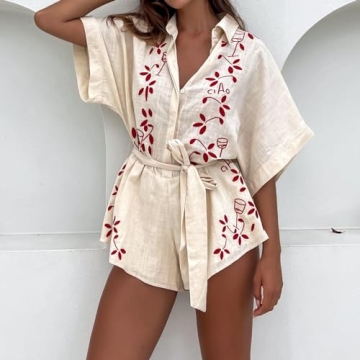 NUFIWI Women Boho Floral Romper Summer Jumpsuit
