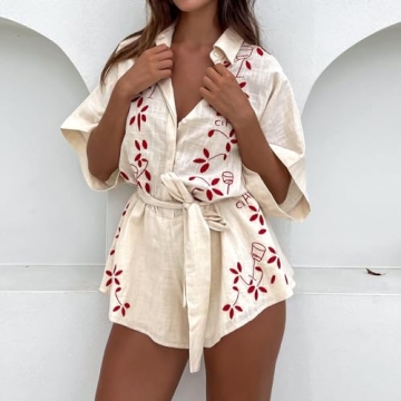 NUFIWI Women Boho Floral Romper Summer Jumpsuit