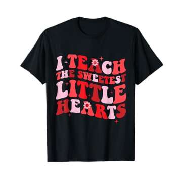 I Teach The Sweetest Hearts Groovy Teacher Valentine's Day T-Shirt