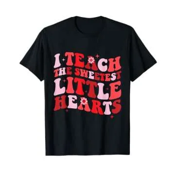 I Teach The Sweetest Hearts Groovy Teacher Valentine's Day T-Shirt