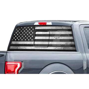 Car-Gear Rear Window Vision Graphics Kit 3M Vinyl Decal Wrap Compatible with Ford Raptor 2015-2017 - Subdued Flag