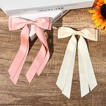 Stylish 2PCS Silky Satin Hair Bows for Girls Accessories