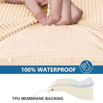 hyha Waterproof Couch Cushion Covers, Washable Sofa Cushion Slipcovers, Thick Stretch Jacquard Fabri...