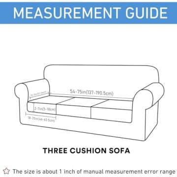 hyha Waterproof Couch Cushion Covers, Washable Sofa Cushion Slipcovers, Thick Stretch Jacquard Fabric, Couch Sofa Covers for Pets with Elastic Bottom (3 Pieces, Beige)