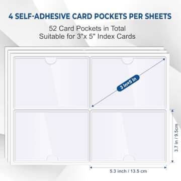 MaxGear 52 Pack Index Card Pockets - Self-Adhesive Storage Solutions for Every Need