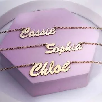 PicturesOnGold.com Custom Name Necklace For Women Personalized Name Necklace in Sterling Sliver Personalized with any Name or Word (Sterling Silver Script)