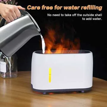 Mostop Flame Diffuser Humidifier Auto Off 240ml Essential Oil Diffuser with Remote Control, 7 Color Changing Light Aroma Humidifier with Fire Flame Effect Cool Mist Diffuser for Home,Office,Spa,Gym