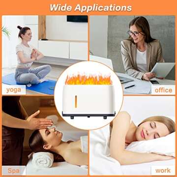 Mostop Flame Diffuser Humidifier Auto Off 240ml Essential Oil Diffuser with Remote Control, 7 Color Changing Light Aroma Humidifier with Fire Flame Effect Cool Mist Diffuser for Home,Office,Spa,Gym