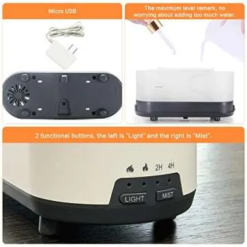 Mostop Flame Diffuser Humidifier Auto Off 240ml Essential Oil Diffuser with Remote Control, 7 Color Changing Light Aroma Humidifier with Fire Flame Effect Cool Mist Diffuser for Home,Office,Spa,Gym