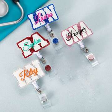 Custom Retractable Cute Name PA LAB LPN TECH MD RMA BSN EMT CNA LVN RN ID Badge Reels Holder for Nur...