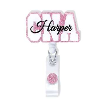 Custom Retractable Cute Name PA LAB LPN TECH MD RMA BSN EMT CNA LVN RN ID Badge Reels Holder for Nurse Coworkers Employee Hospital Doctor