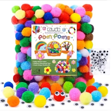 Caydo Assorted Pom Poms - 400 pcs for Creative Kids Crafts