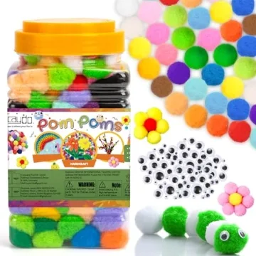 Caydo Assorted Pom Poms - 400 pcs for Creative Kids Crafts