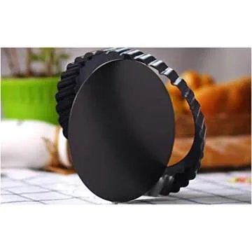 IELEK Tart Flan Pie Pan Nonstick Heavy Duty 10 Inch Quiche Cheese Molds With Removable Loose Bottom Fluted