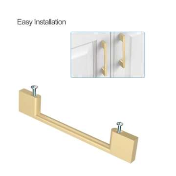 9BUILD 10 Pack Brushed Gold Cabinet Pulls 5 Inch Cabinet Handles Kitchen Cabinet Hardware Kitchen Handles for Cabinets Brass Dresser Pulls Kitchen Pulls
