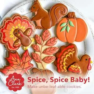 Fall and Thanksgiving Cookie Cutters Set 7-Pc. Made in the USA by Ann Clark, Pumpkin, Maple Leaf, Turkey, Squirrel, Acorn