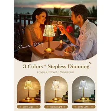 Dimmable Rechargeable Crystal Touch Lamps Set of 2