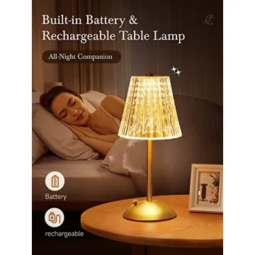 Dimmable Rechargeable Crystal Touch Lamps Set of 2