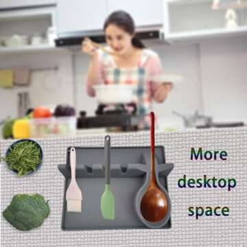 XIAOLIUYI 1Pack Premium Silicone Spoon Rest - large spoon rest, silicone utensil rest,spoon rest for stove top