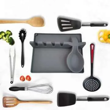 XIAOLIUYI 1Pack Premium Silicone Spoon Rest - large spoon rest, silicone utensil rest,spoon rest for stove top