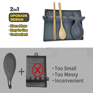 XIAOLIUYI 1Pack Premium Silicone Spoon Rest - large spoon rest, silicone utensil rest,spoon rest for stove top
