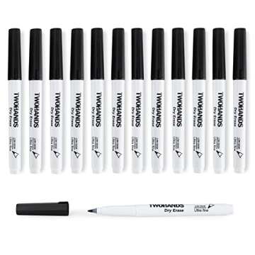 TWOHANDS Dry Erase Markers Ultra Fine Tip,0.7mm,Low Odor,Extra Fine Point,Black,Whiteboard Markers f...