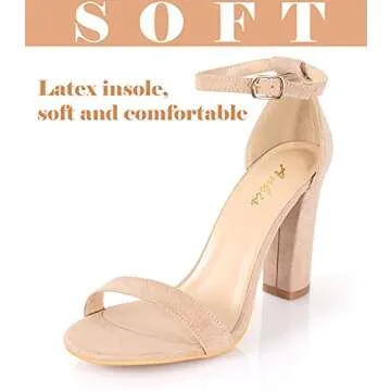 Trendy Ankis Nude High Heels for Women - Chunky Sandals