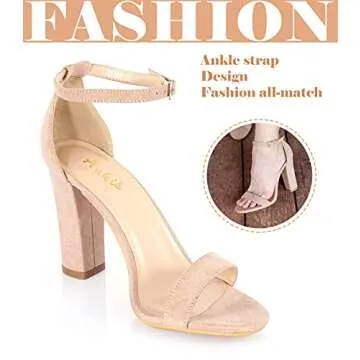 Trendy Ankis Nude High Heels for Women - Chunky Sandals