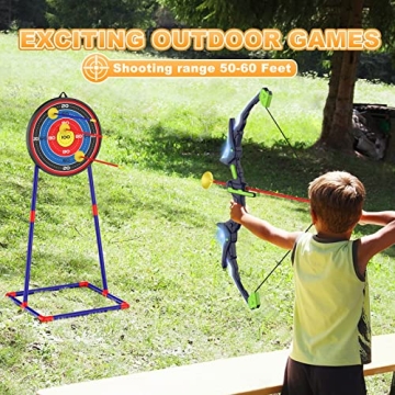 Kmuxilal 2 Pack Kids Bow and Arrow Set with LED Flash Lights, 14 Suction Cup Arrows and Fluorescence Standing Target-Perfect Indoor and Outdoor Archery Set Toy Gift for Boys and Girls Ages 4-12