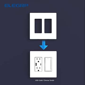 ELEGRP 2-Gang Screwless Decorative Wall Plates - 10 Pack