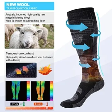 Thermal Merino Wool Ski Socks for Winter Sports & Hunting