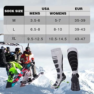 Thermal Merino Wool Ski Socks for Winter Sports & Hunting