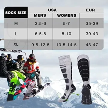 Thermal Merino Wool Ski Socks for Winter Sports & Hunting
