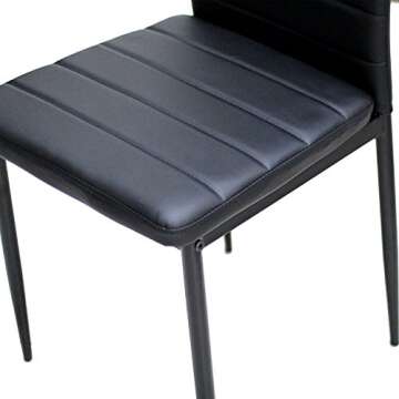 IDS Home 7 Piece Glass Dining Table and Chair Set for 6 Kitchen Dining Room Furniture Rust Resistant Metal Leg Frame Black