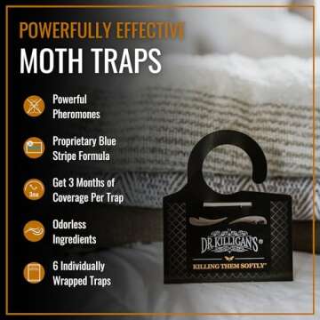 Dr. Killigan's Premium Double Potent Clothing Moth Traps with Pheromones Prime | Organic Clothes Mot...
