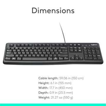 Logitech K120 Wired Keyboard for Windows, Easy to Use, Spill-Resistant