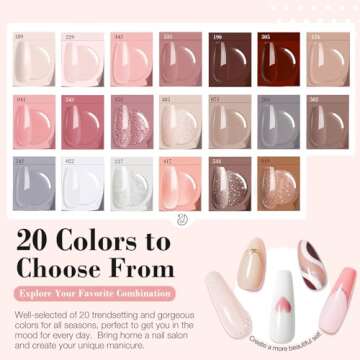 AZUREBEAUTY 31 Pcs Dip Powder Nail Kit 20 Colors Glitter Nude Brown Pink White Gray Dip Powder Liquid Set with Top/Base Coat Activator for French Nails Art Manicure DIY Salon Women Valentine's Gift