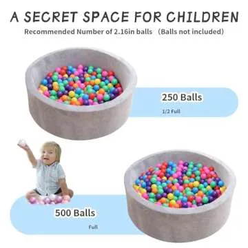 HARBOLLE Round Kiddie Ball Pit Handmade Soft Velvet Memory Foam Ball Pit Ideal Gifts for Baby Children Toddler Infant Outdoor Indoor 35.5 x 11.8 NOT Included Balls -Grey