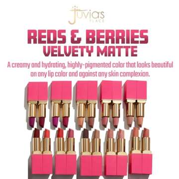 Juvia's Place Reds & Berries Velvety Matte Lipstick - The Deep Reds Rude Girl - Dark Red, Highly Pig...