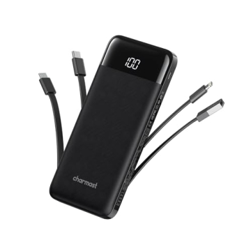 Slim Portable Charger with Built-in Cables 10000mAh
